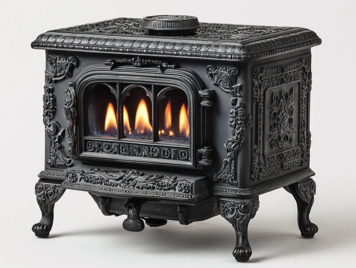 Kamin-Gusseisen-68x40x63 cm-Schwarz-Klassisches Design-Nookgetbay