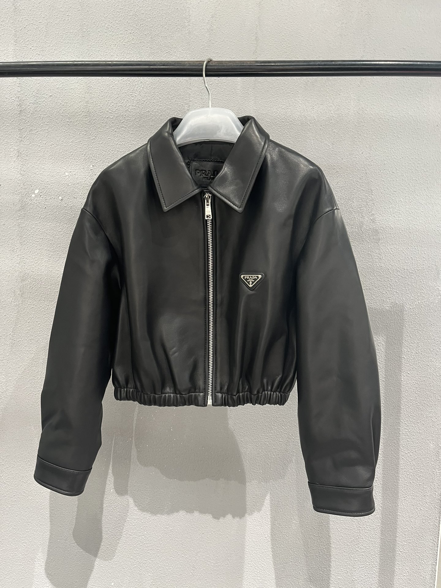 PRAD sheepskin wide version short baseball jacket