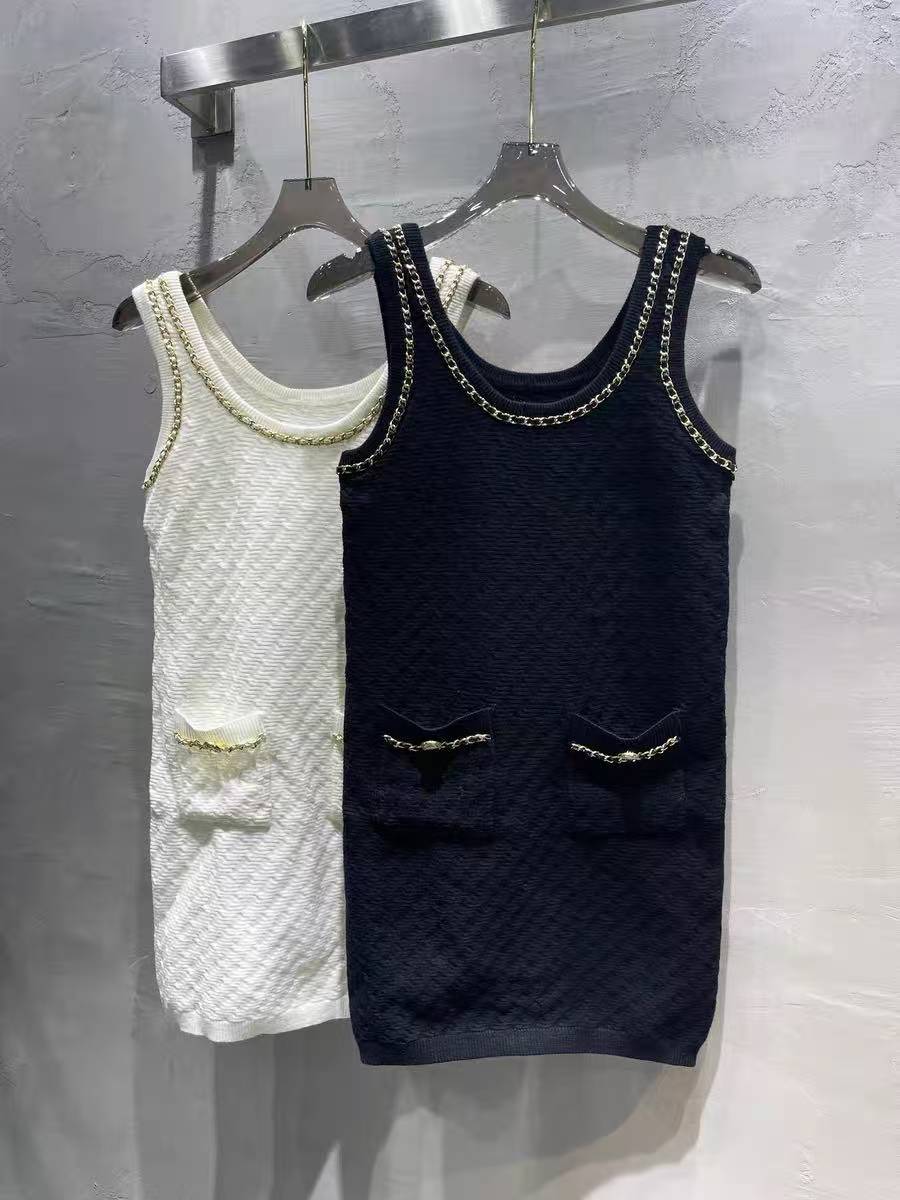 CC Black gold leather chain dress