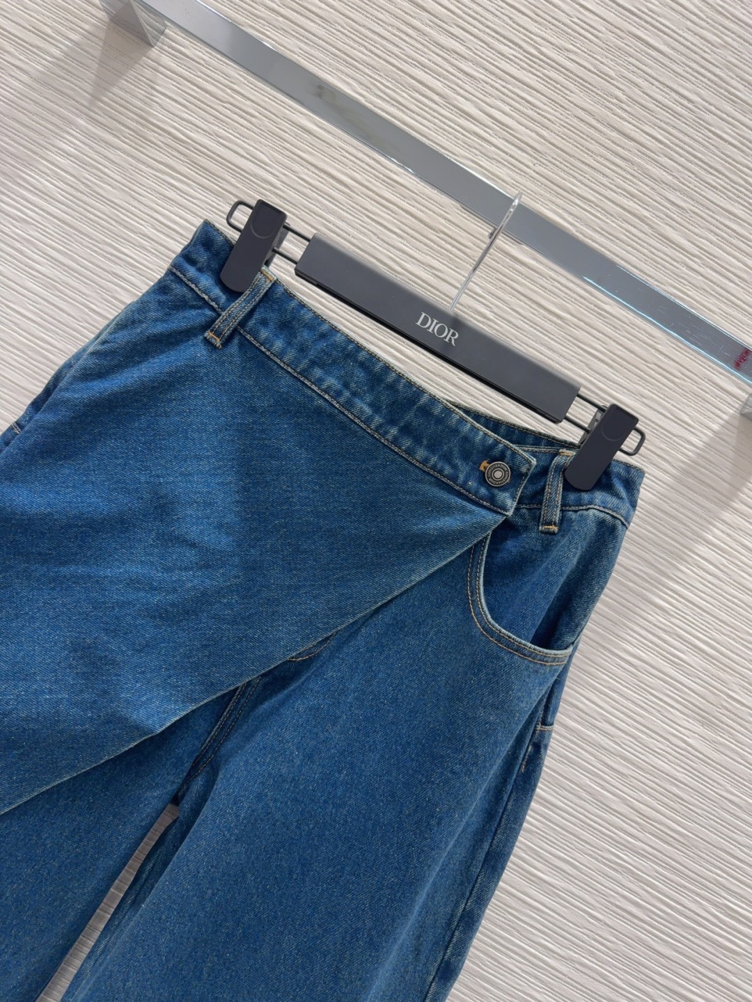 CD 25SS Fake two denim pants with skirt edges