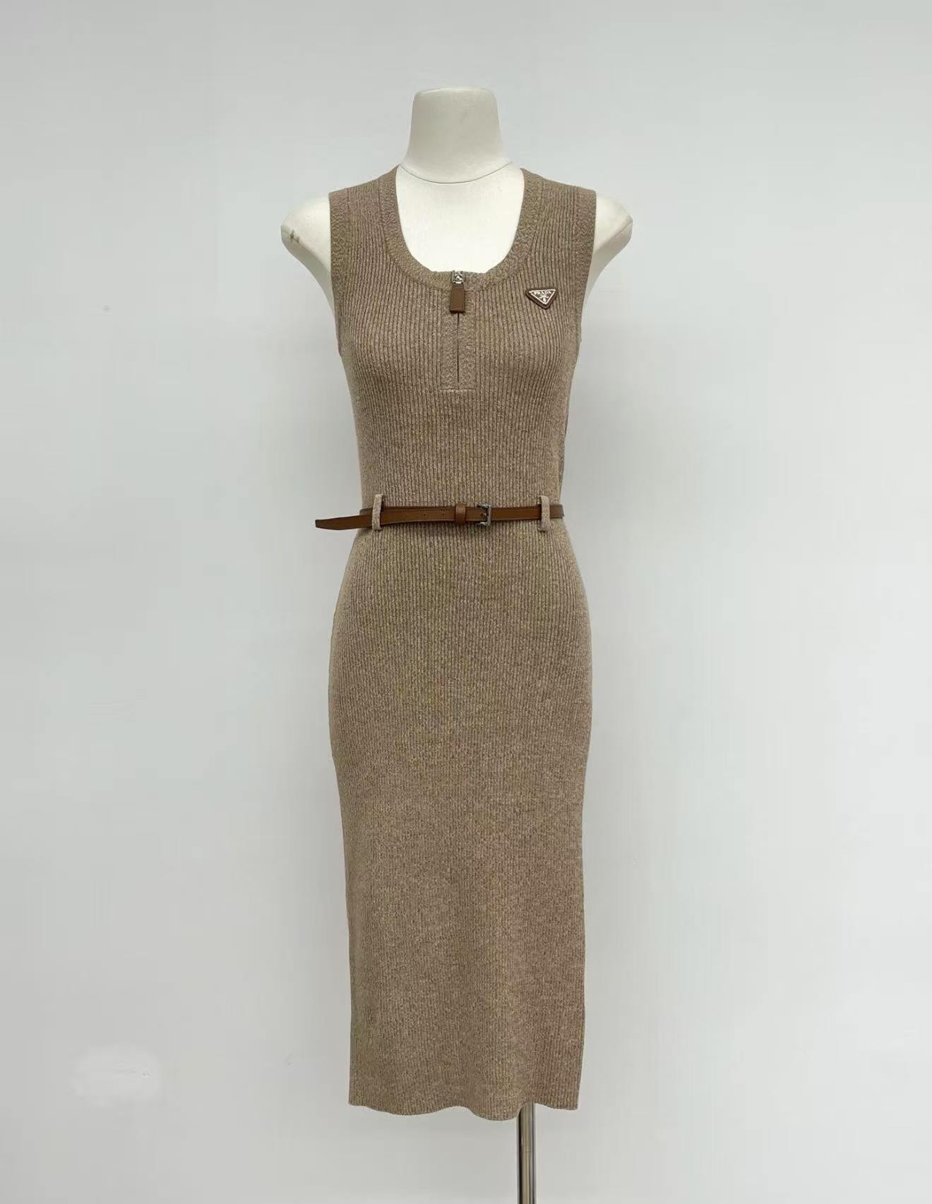 PRD Paper doll style triangle logo half-zip knitted dress