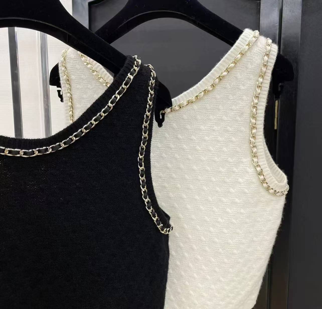 CC Black chain knitted short vest