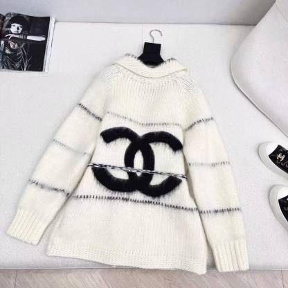 CC 26SS Back large LOGO mohair belt cardigan