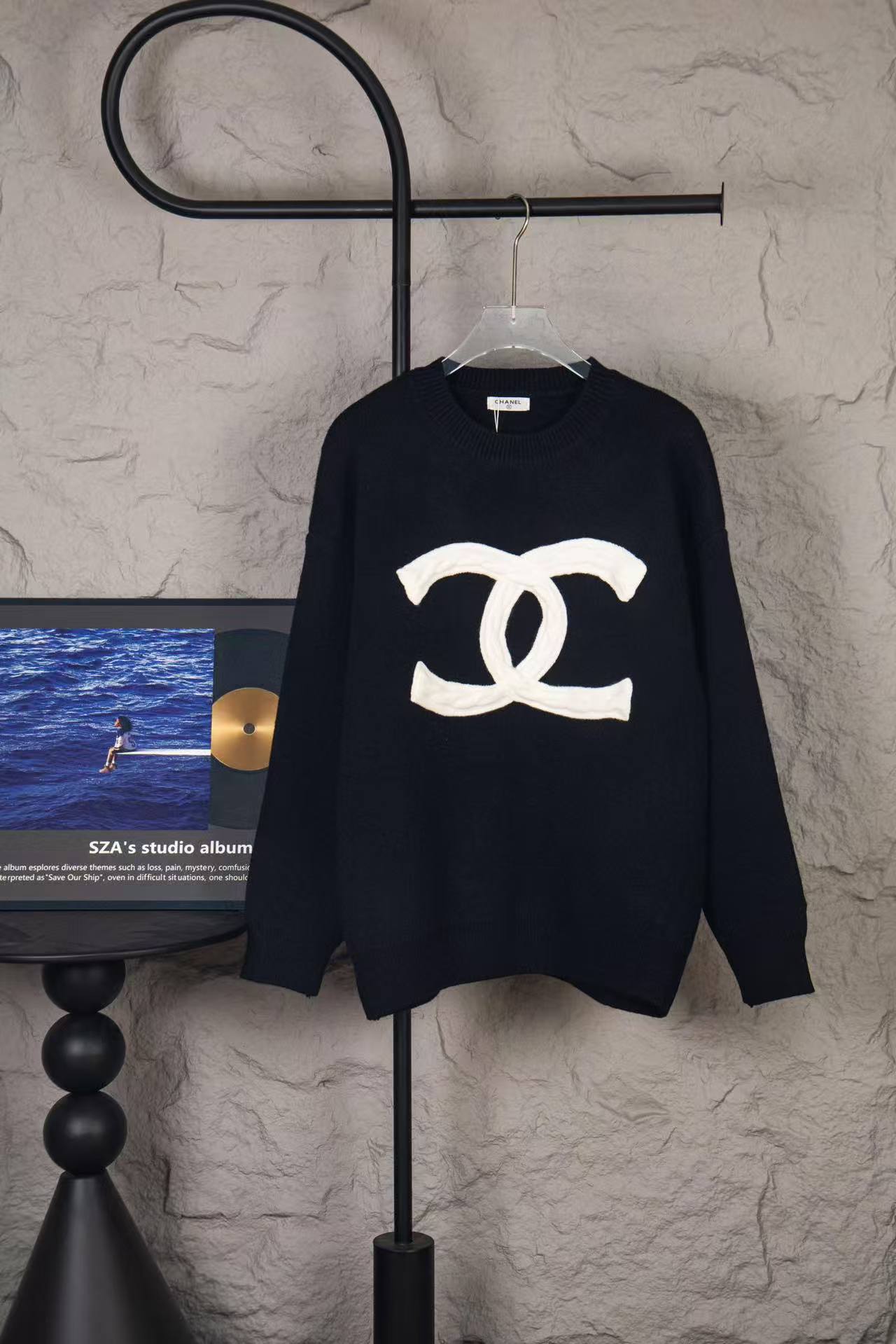 CC Knitting Fried Dough Twists classic big logo jacquard knitting