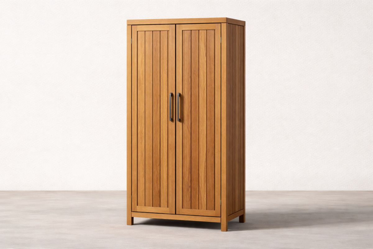 Armadio in Legno Massello Doppia Porta Marrone 180x80x45 cm