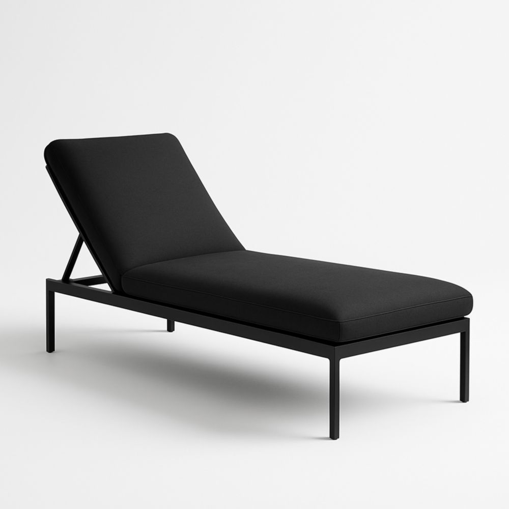 Sdraio con struttura in acciaio e rivestimento in tessuto nero
