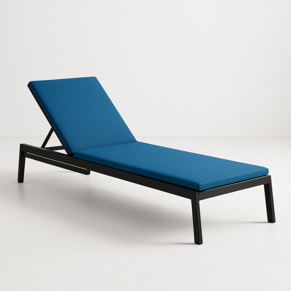 Sdraio da Esterno in Metallo con Rivestimento in Tessuto Blu