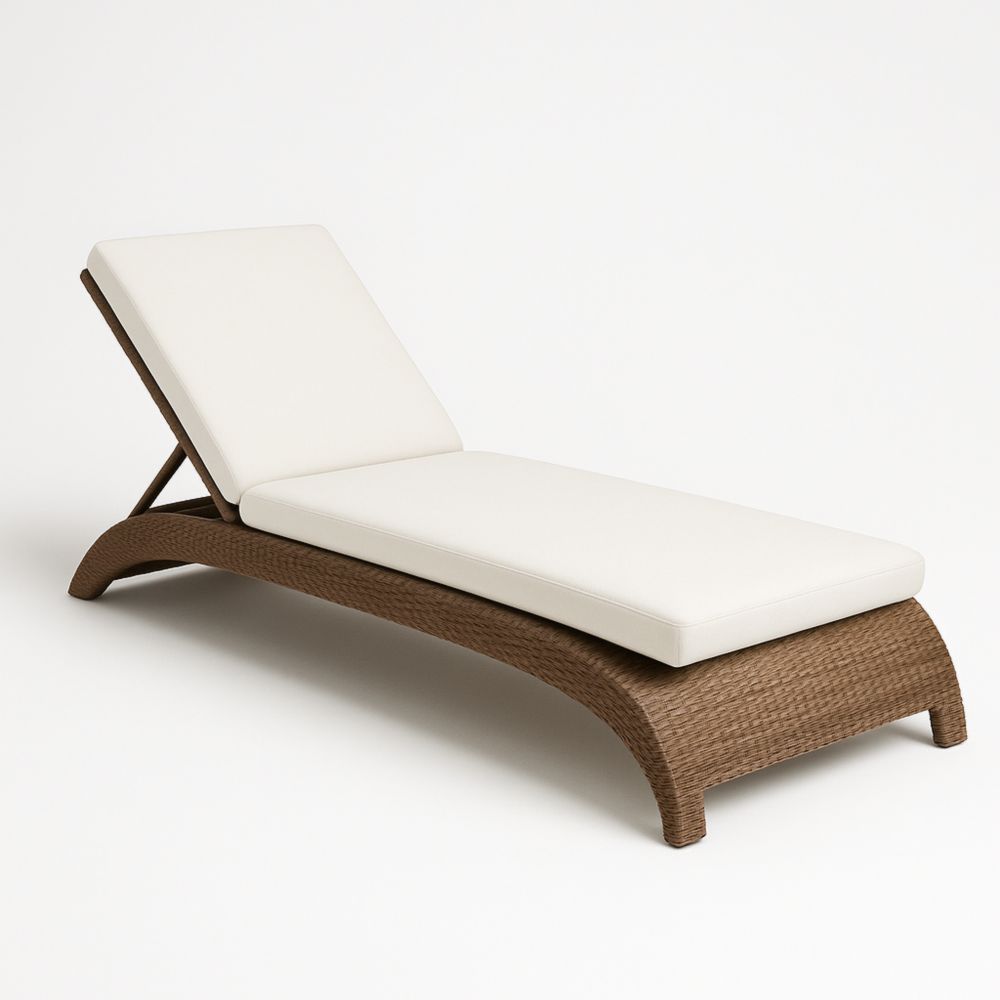 Sdraio da Giardino in Rattan con Cuscino Bianco