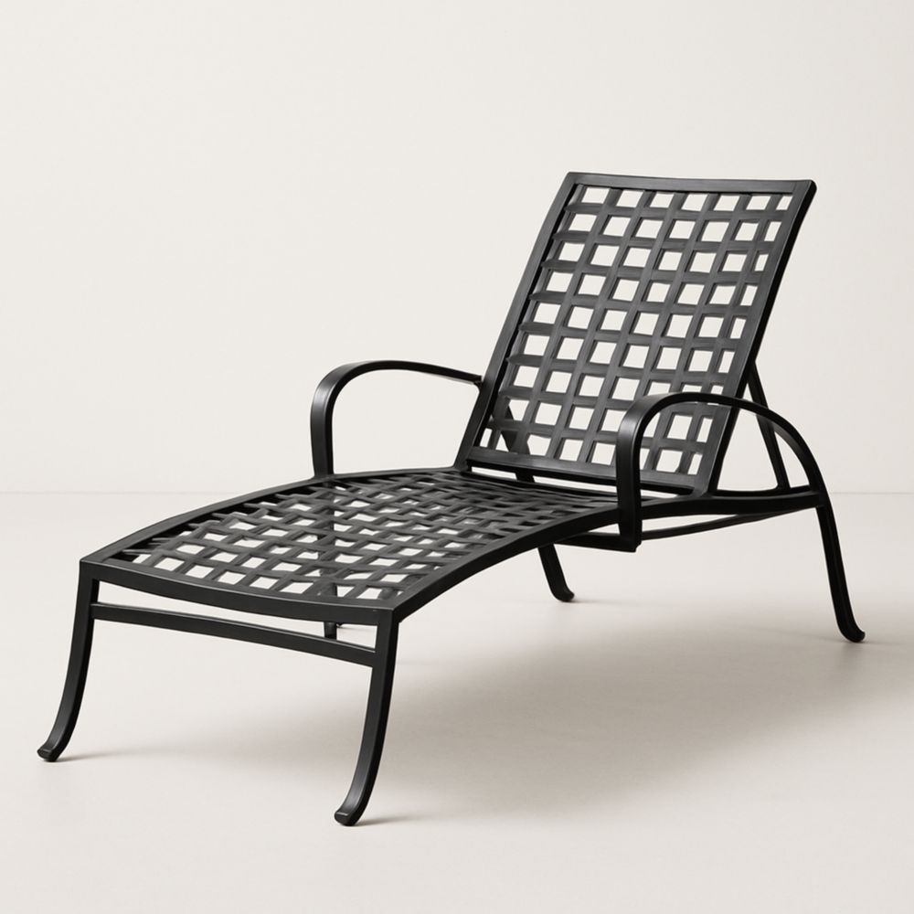 Lettino Prendisole in Acciaio Nero per Esterni