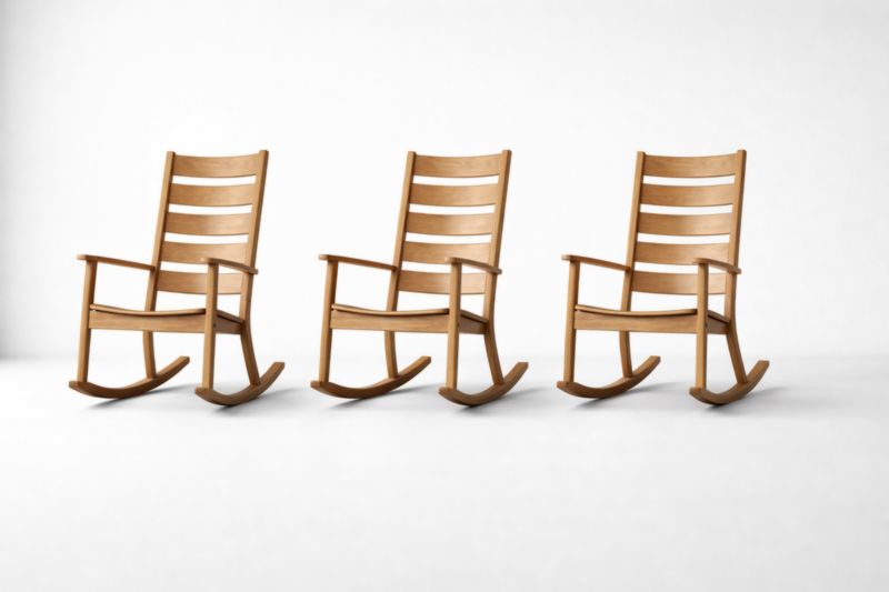 Set di 3 sedie a dondolo in legno massello