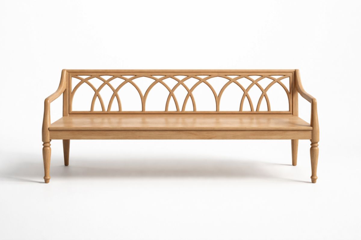 Panca in Legno con Schienale Intagliato