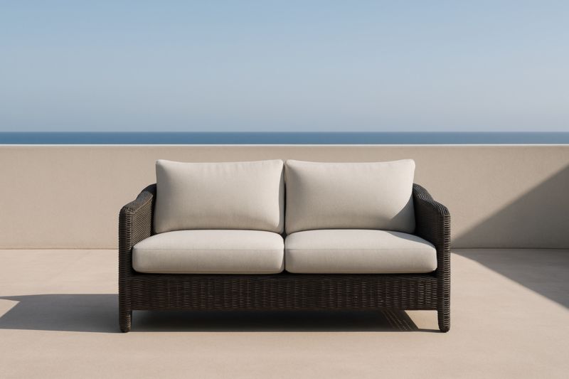 Divano da Esterno in Rattan Sintetico con Cuscini in Poliestere