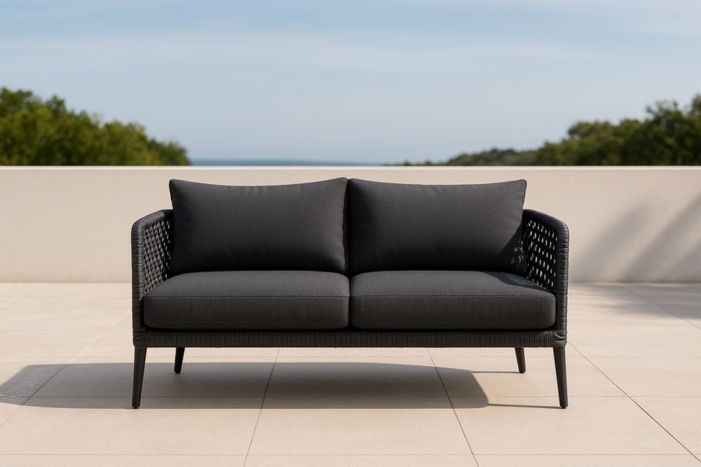 Divano a due posti in metallo e tessuto Grigio