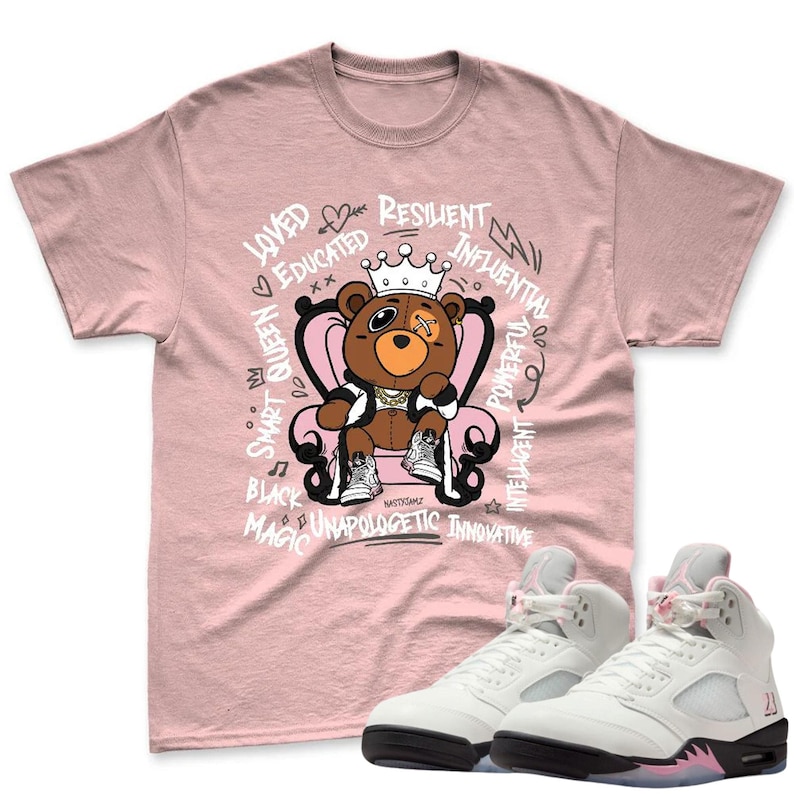 Bear Shirt To Match Jordan 5 Soft Pink Sneaker - Retro 5 Soft Pink Sneaker Match Shirt
