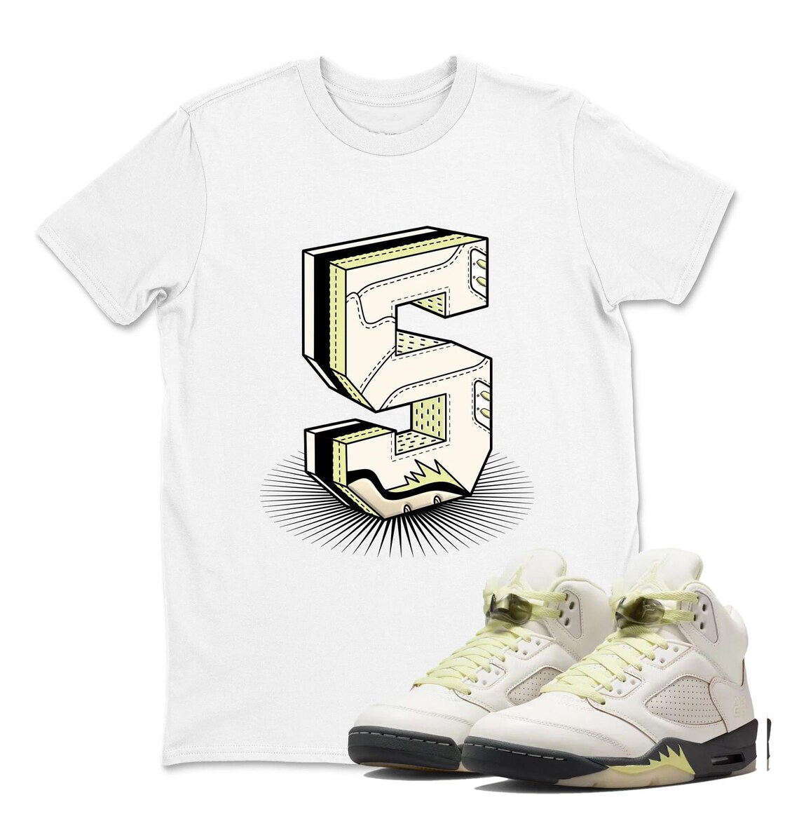 Number Statue Shirt To Match Sneaker Air Jordan 5 Luminous Green