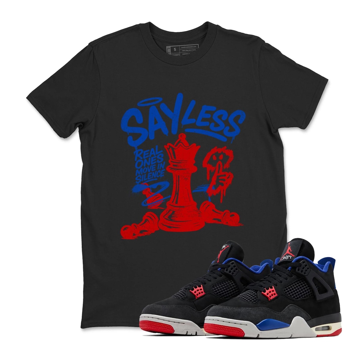 SAYLESS! Shirt To Match Jordan 4 Rare Air - Sneaker Jordan 4 Rare Air Black Matching Tee Shirt