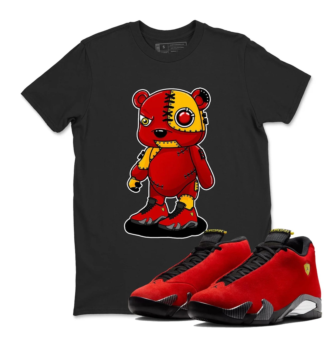 Cyborg Bear Shirt To Match Jordan 14 Ferrari - Sneaker Jordan 14 Challenge Red Matching Tee Shirt