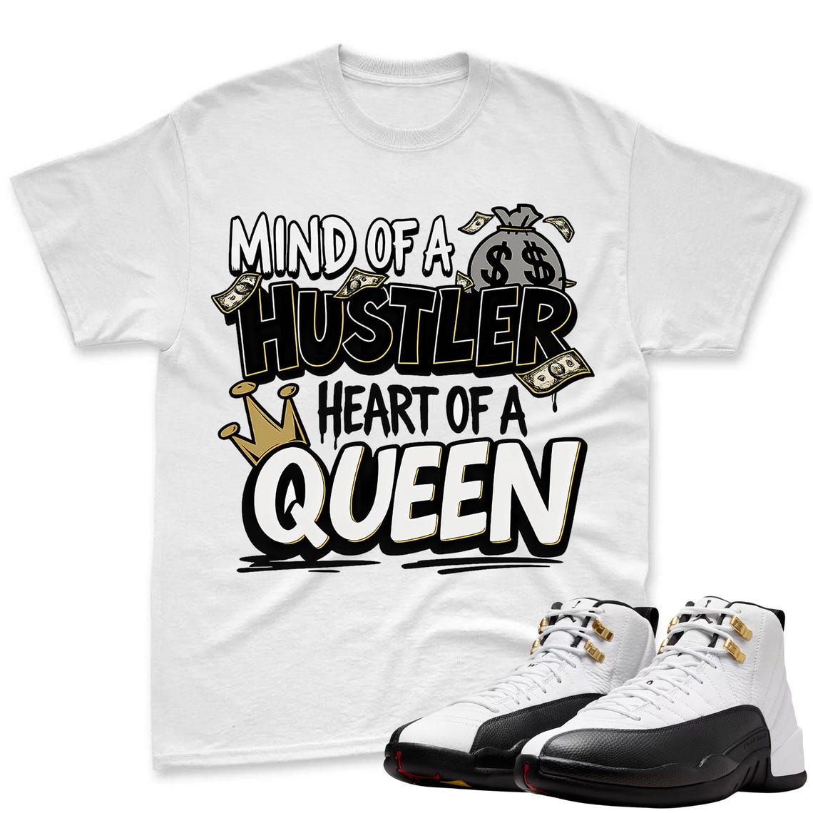 QUEEN Shirt To Match Air Jordan 12 Taxi Sneaker - AJ 12 Taxi Sneaker Match Shirt