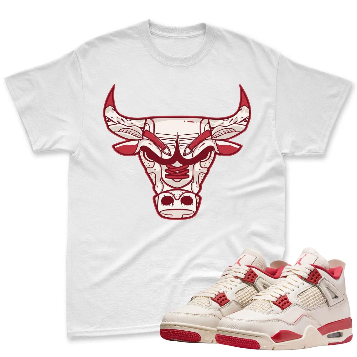 BULL! Shirt To Match Jordan 4 Valentines Day Sneaker - Jordan 4 Sneaker Match Shirt