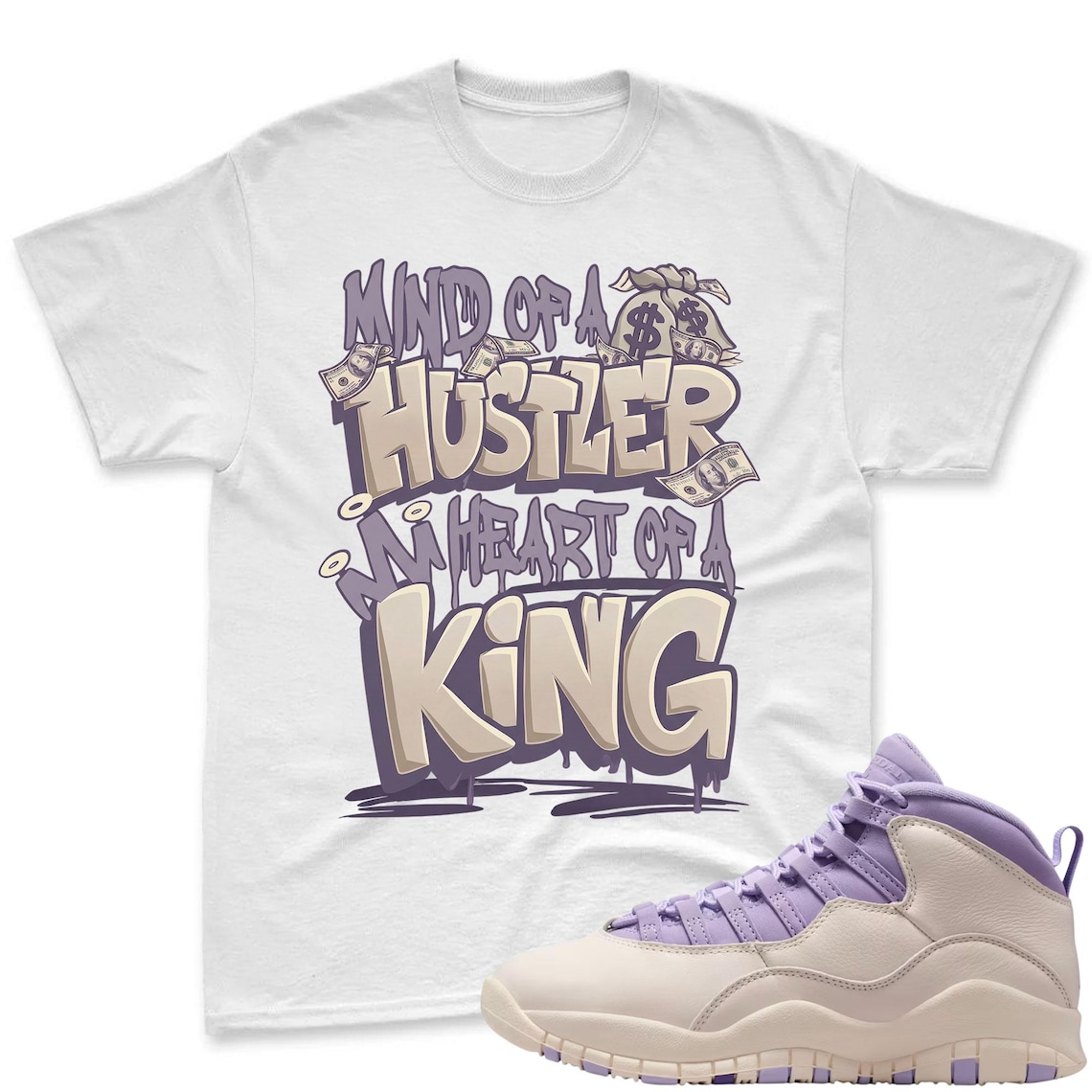 KING! Shirt To Match Jordan 10 Hydrangeas Chalk Sneaker - AJ 10 Chalk Sneaker Match Shirt