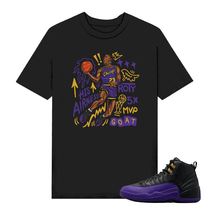 MJ His Airness T-Shirt To Match Air Jordan 12 Field Purple - Sneaker Match Shirt