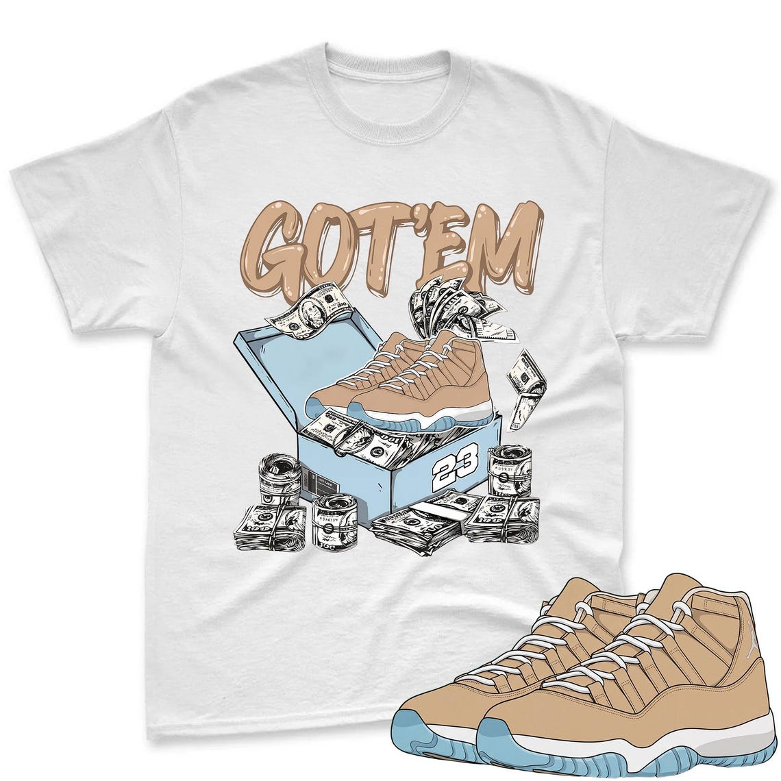 Dollar Sneaker Box T-Shirt Matching Jordan 11 H Town - Sneaker Matching Shirt