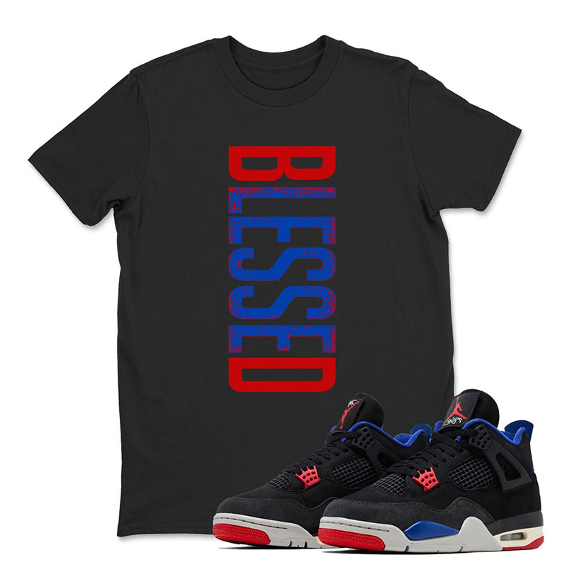 BLESSED T-Shirt Matching Jordan 4 Rare Air - Jordan 4 Rare Air Black Sneaker Matching Tee Shirt