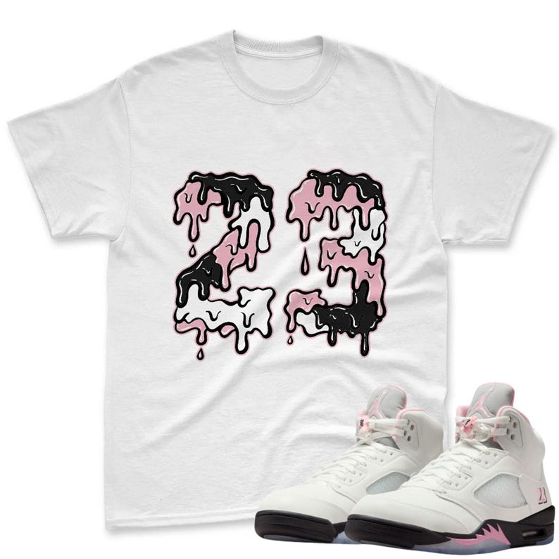 Number 23 Shirt To Match AJ 5 Soft Pink Sneaker - Jordan 5 Soft Pink Sneaker Mactching Tshirt