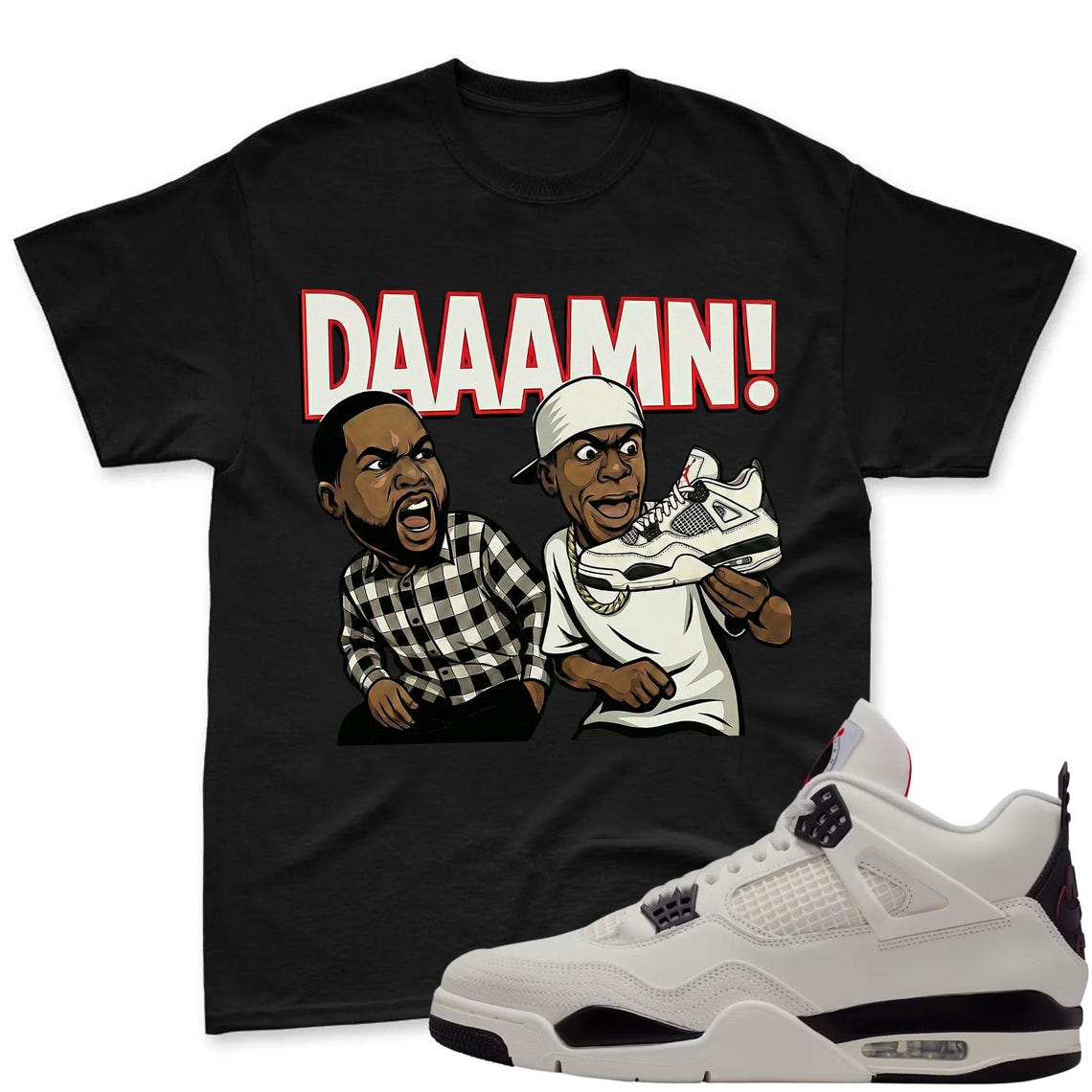 DAAAMN! Shirt To Match Jordan 4 Flight Club Sneaker - Sneaker Match Shirt