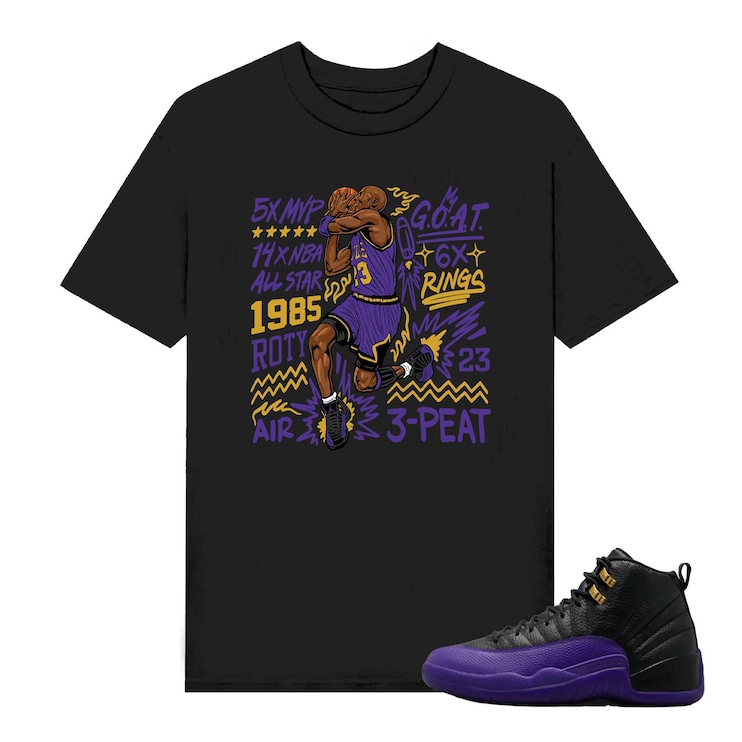 Accolades MJ Goat T-Shirt To Match Air Jordan 12 Field Purple - Sneaker Match Shirt