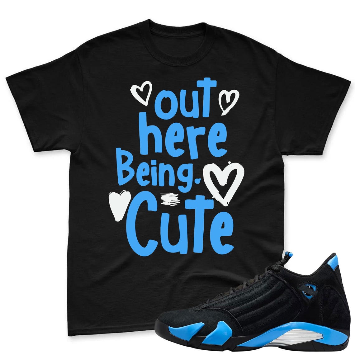 CUTE! Shirt To Match Jordan 14 Black and University Blue - Air Jordan 14 University Blue Matching Shirt