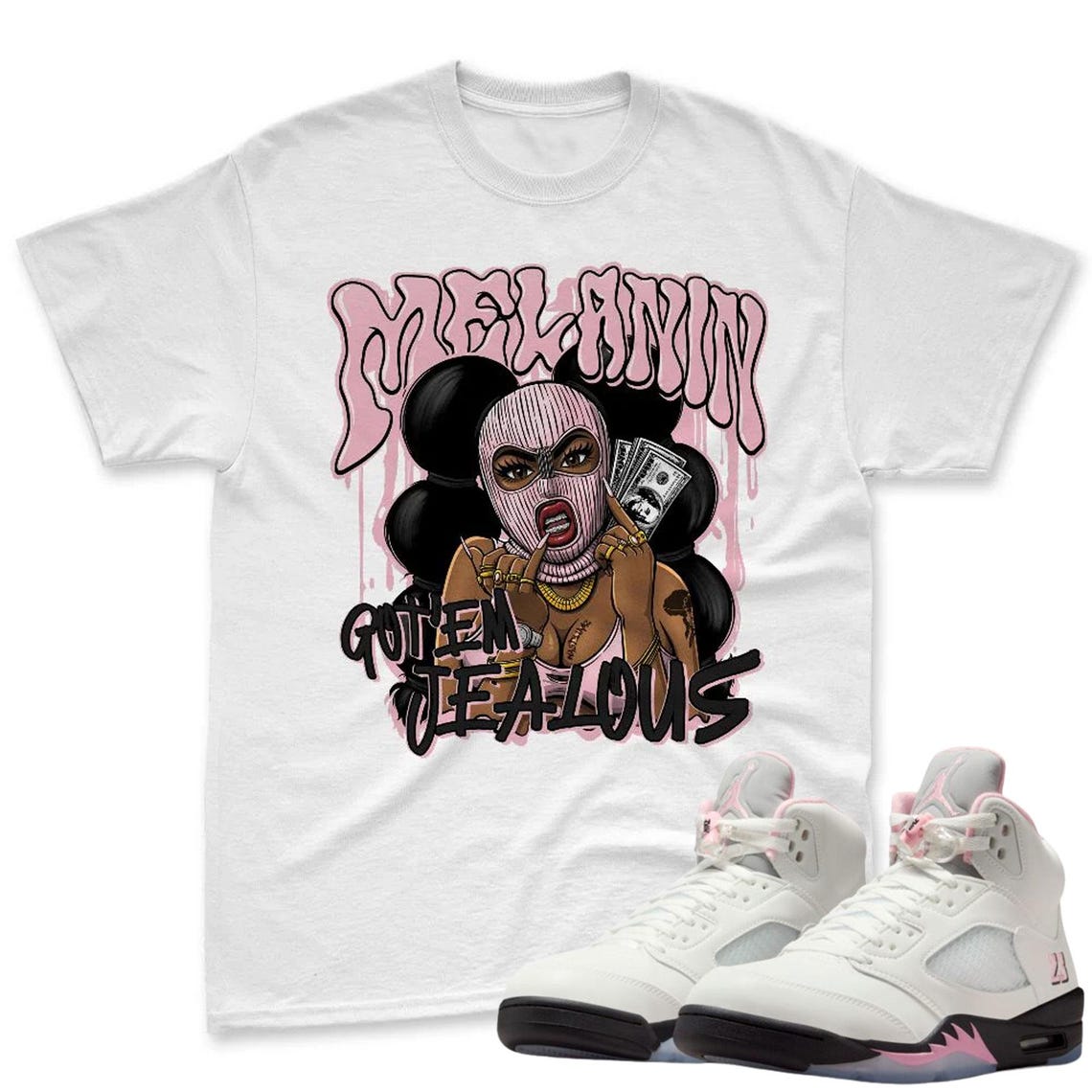 Melanin Shirt To Match Jordan 5 Soft Pink Sneaker - AJ 5 Soft Pink Sneaker Match Shirt