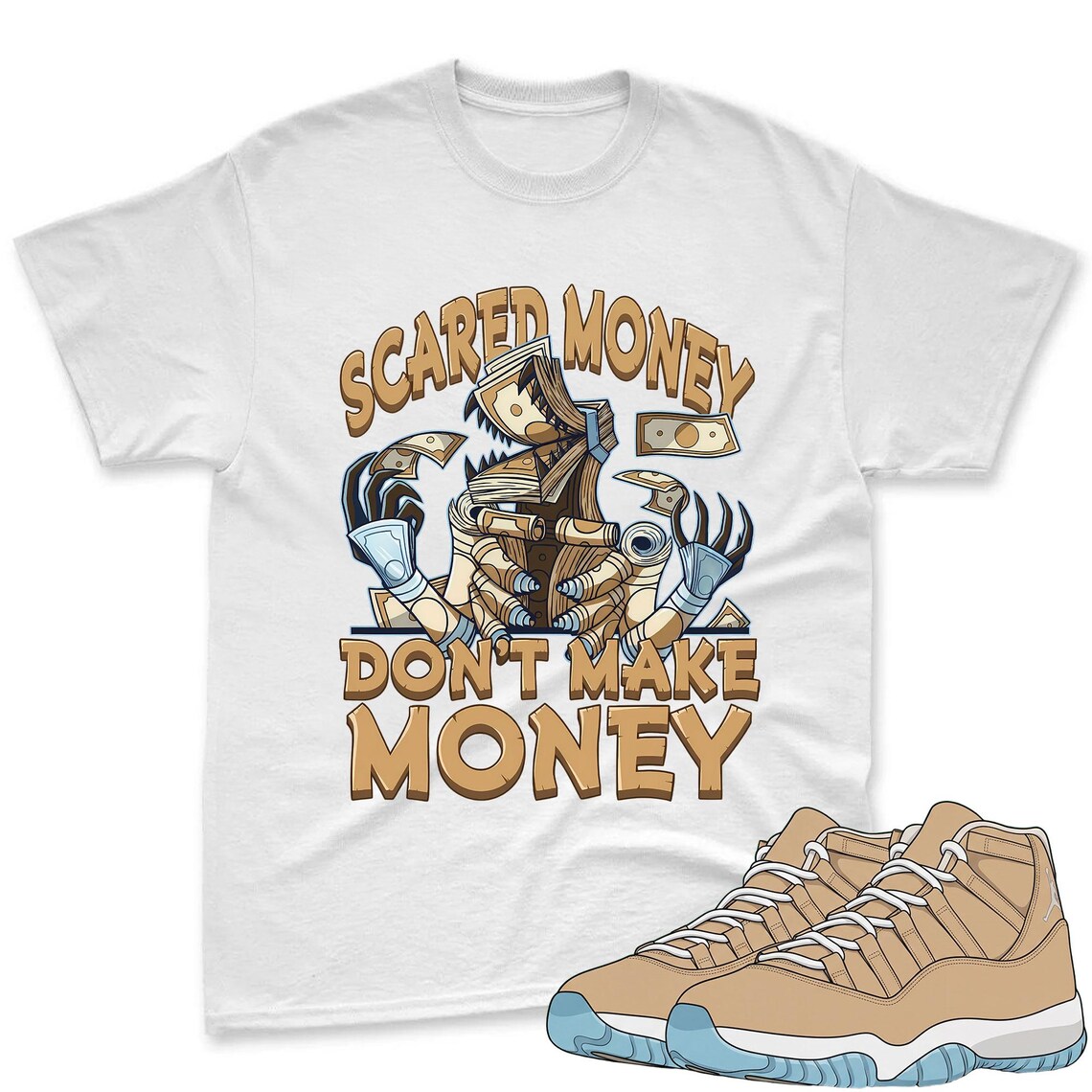 Scared Money Shirt To Match Jordan 11 H Town Sneaker Mactching Shirt - 11 H Town Sneaker Match Shirt