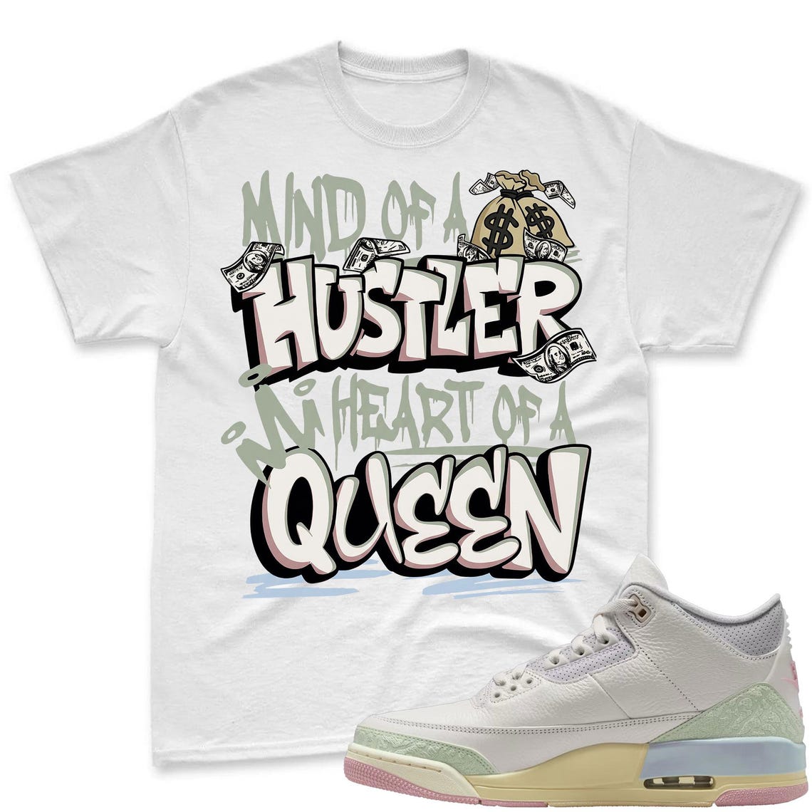 QUEEN! Shirt To Match Air Jordan 3 Sail & Jade Aura - Spring In The Air Matching Shirt