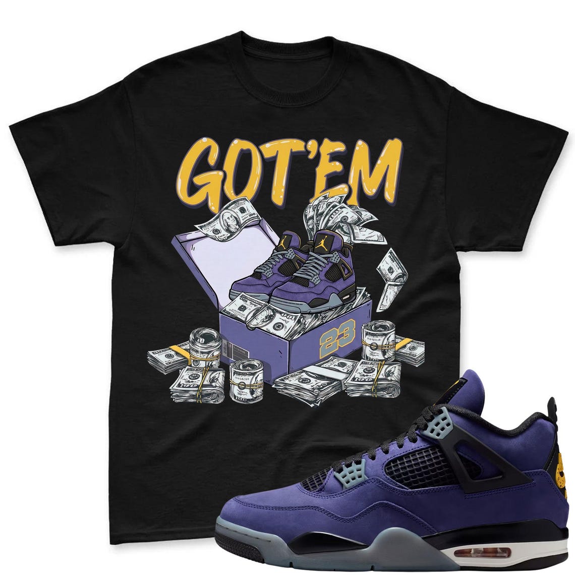 DOLLAR BOX! Shirt To Match Jordan 4 Lakers Imperial Purple Sneaker