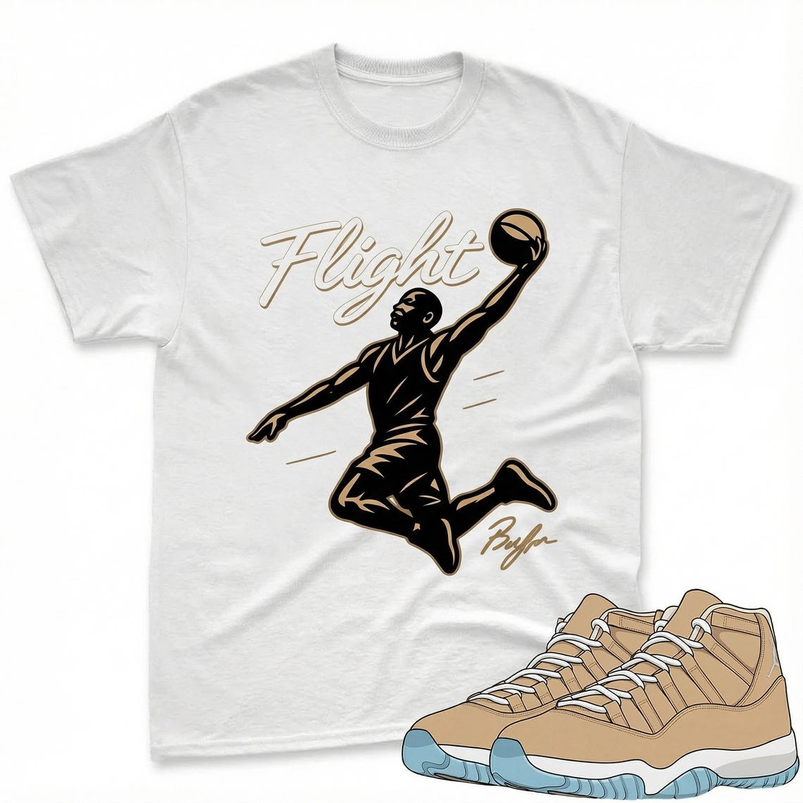 FLIGHT Shirt To Match Jordan 11 H Town Sneaker - AJ 11 H Town Match Tees
