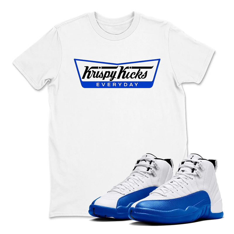 Keispy Kicks Shirt To Match Air Jordan 12 Blueberry - Game Royal Blue White Black T Shirt Match