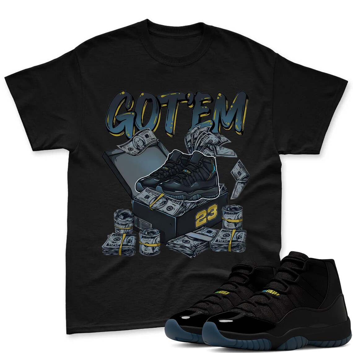 DOLLAR BOX Shirt To Match Jordan 11 Gamma Sneaker - AJ 11 Gamma Sneaker Match Shirt