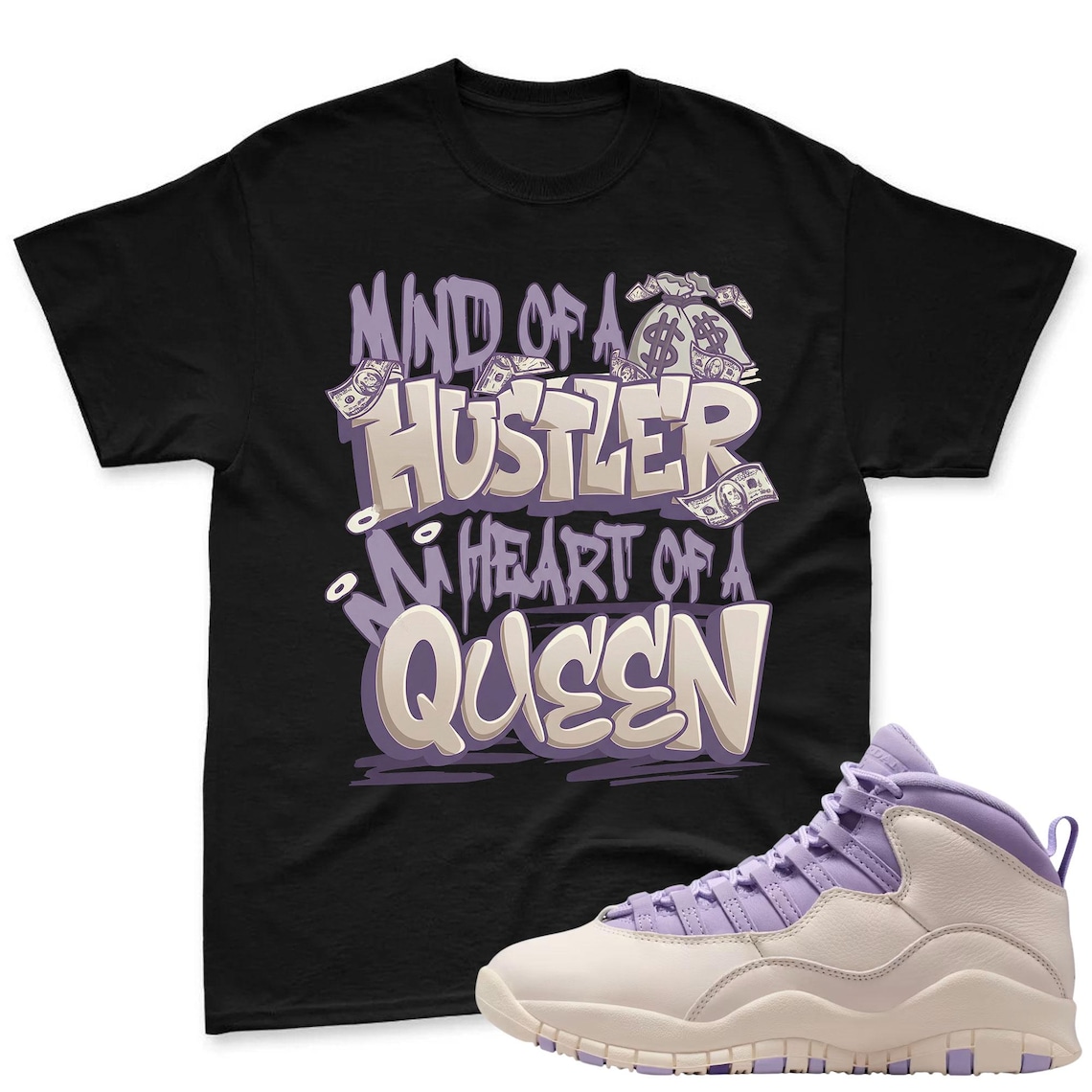 QUEEN! Shirt To Match Jordan 10 Hydrangeas Chalk Sneaker - AJ 10 Chalk Sneaker Match Shirt