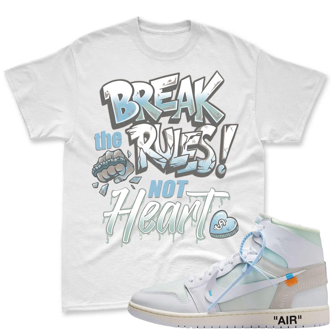 BREAK RULES! Shirt To Match Virgil Archive Air Jordan 1 High "Alaska" - Jordan 1 High OG x V.A.A. Sneaker Mactching Shirt