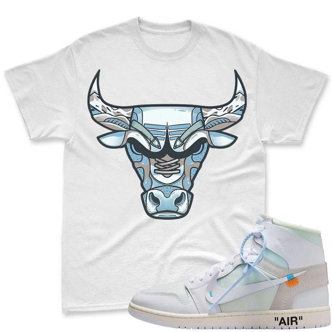 BULL! Shirt To Match Virgil Archive Air Jordan 1 High "Alaska" - Air Jordan 1 High OG x V.A.A. Sneaker Mactching Shirt