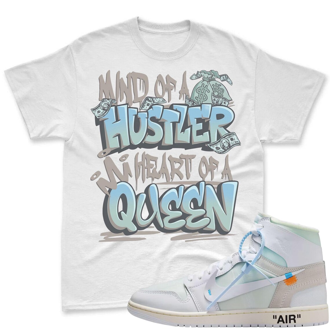 QUEEN! Shirt To Match Virgil Archive Air Jordan 1 High Alaska - Air Jordan 1 High OG x V.A.A. Sneaker Mactching Shirt