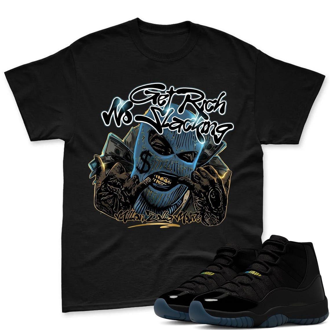 GET RICH Shirt To Match Air Jordan 11 Gamma - Retro Sneaker Match Shirt