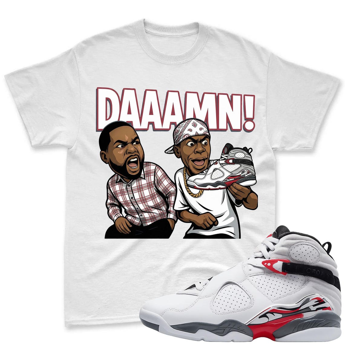 DAAAMN! T-Shirt To Match Air Jordan 8 Bugs Bunny 2025 Sneaker - AJ8 Bugs Sneaker Match Shirt
