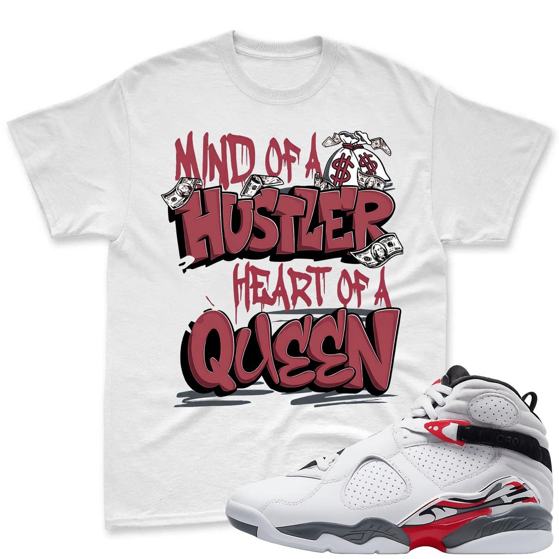 QUEEN! T-Shirt To Match Air Jordan 8 Bugs Bunny 2025 Sneaker - AJ8 Bugs Sneaker Match Shirt