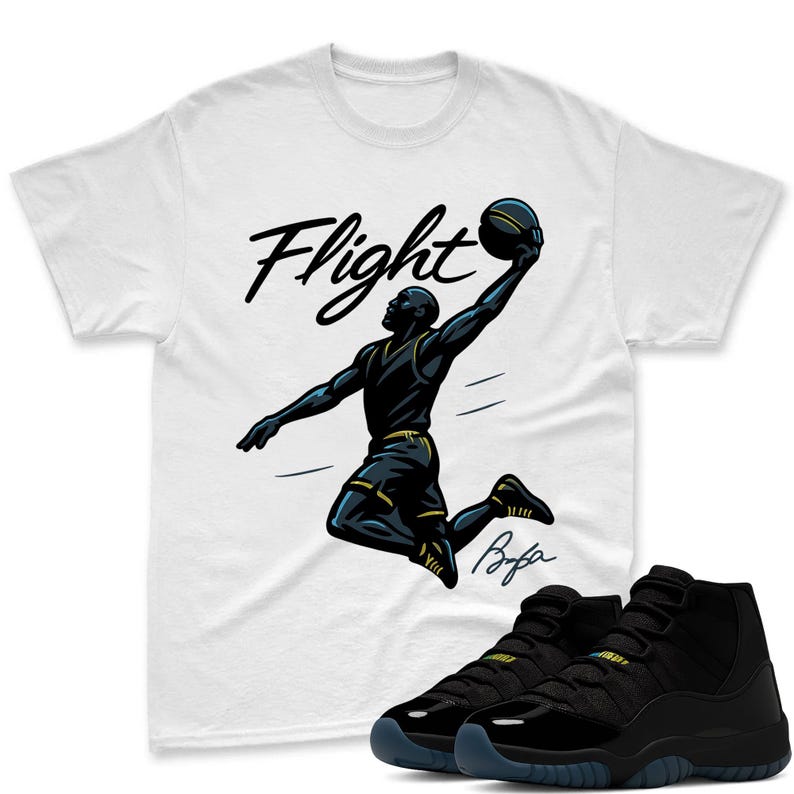 Flight Basketball Shirt Match Air Jordan 11 Gamma - Air Jordan 11 Gamma Blue Tee