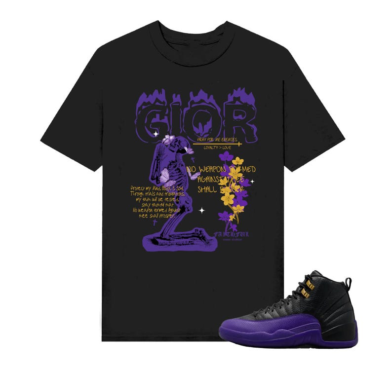 Gior No Weapon T-Shirt To Match Air Jordan 12 Lakers Field Purple