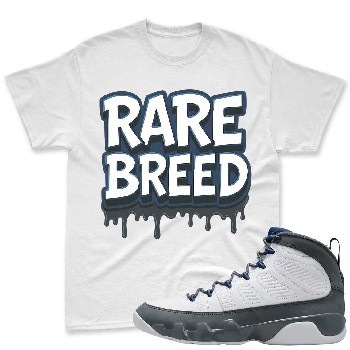 RARE BREED! Jordan 9 Flint Grey Sneaker Mactching Shirt - Shirt To Match Jordan 9 Flint Grey