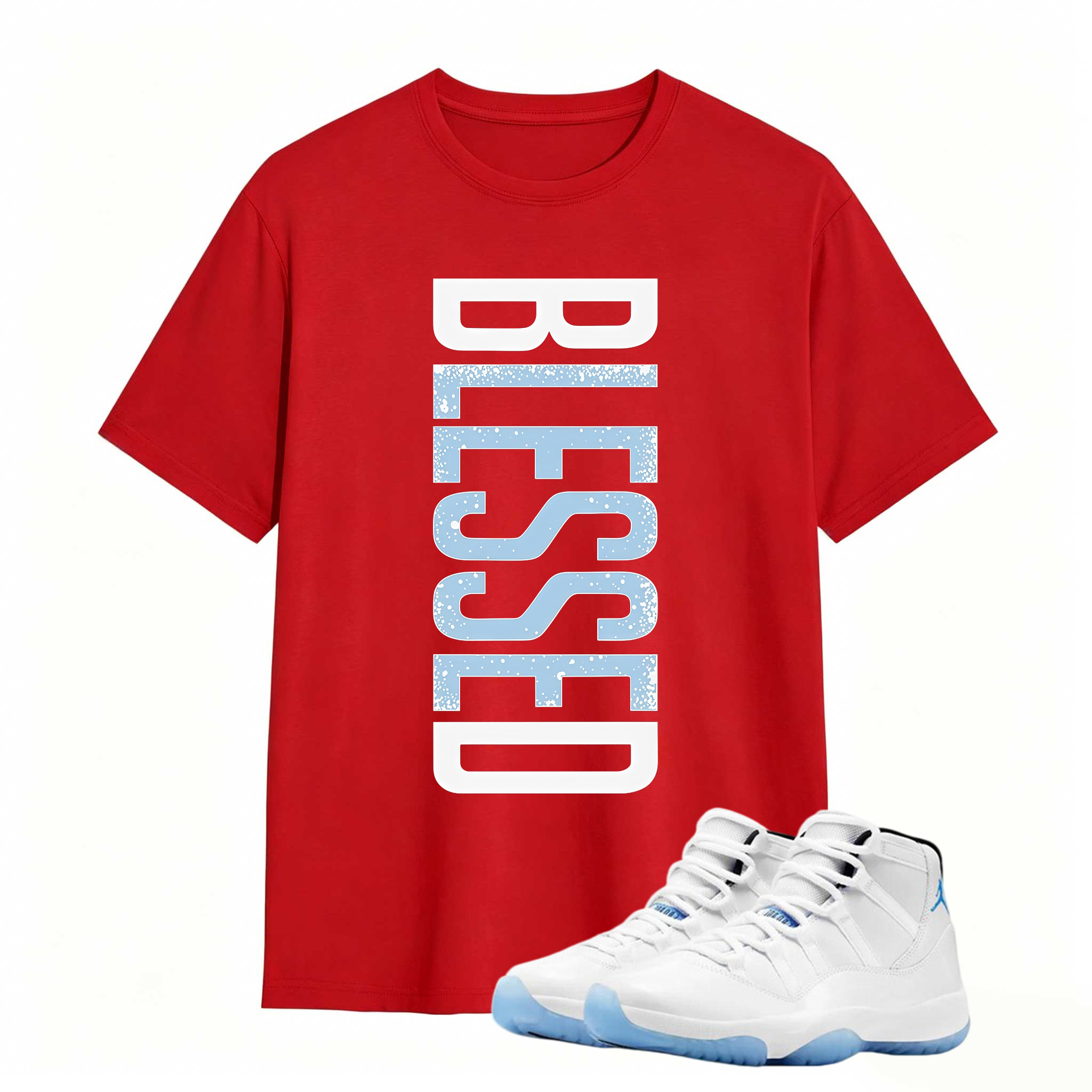 BLESSED Shirt to Match Air Jordan 11 Legend Blue Sneaker - Sneaker Match Tee