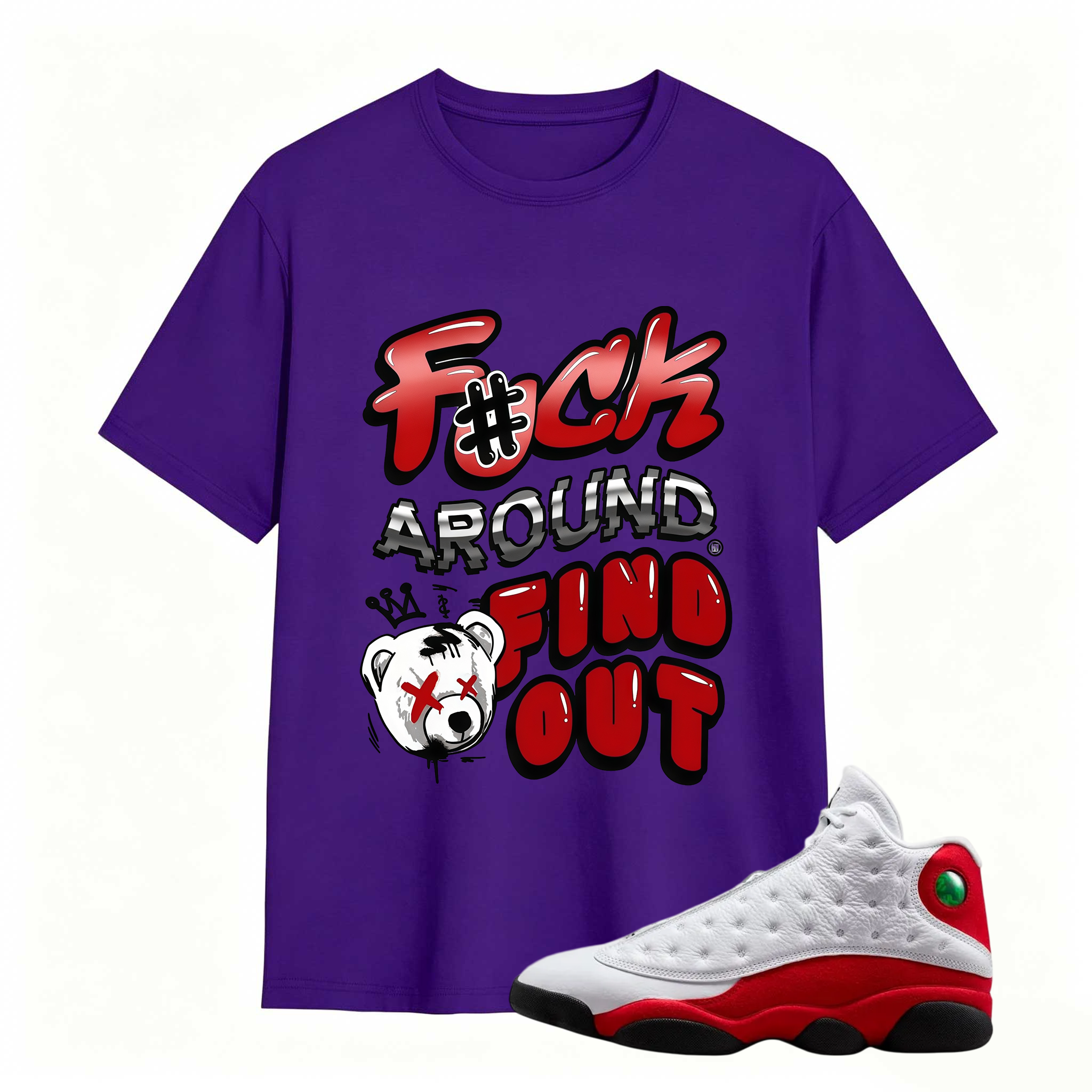 F#CK! Shirt To Match Air Jordan 13 Chicago - Jordan 13 Retro White and University Red Match Shirt